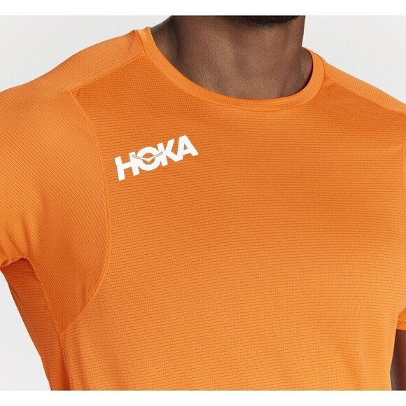 NWT Hoka One One Men's Glide Short Sleeve Performance T-Shirt Orange Small - Picture 2 of 14